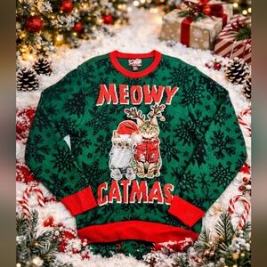 Party Christmas Sweater – Meowy Catmas – Size Medium